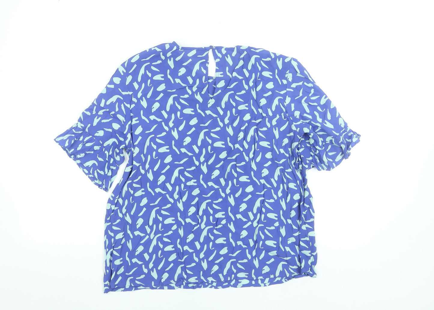Vero Moda Women's Blue Abstract Short Sleeve Viscose Blouse M