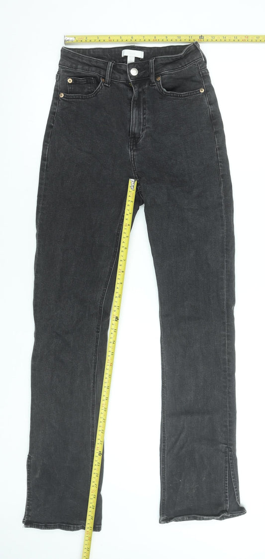 H&M Womens Black High Rise Straight Jeans Size 10 Slim Fit