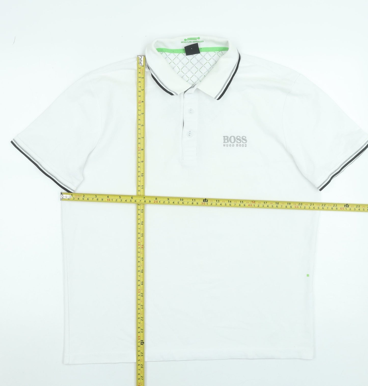 Hugo Boss Mens White Polo Shirt L Regular Fit Moisture Wicking Cotton