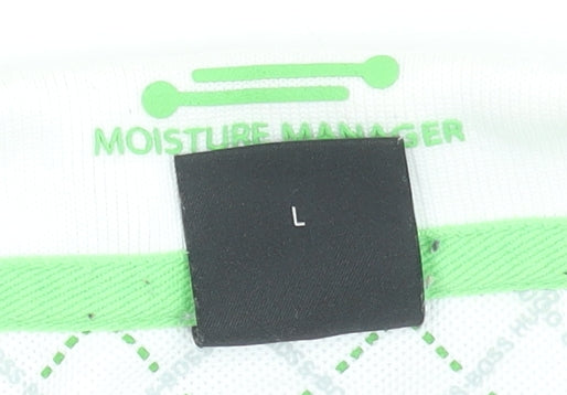 Hugo Boss Mens White Polo Shirt L Regular Fit Moisture Wicking Cotton