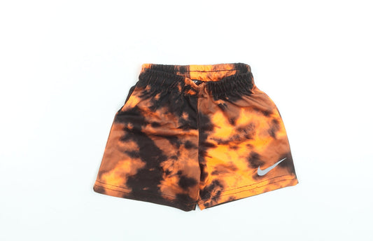Nike Boys Orange Black Tie-Dye Athletic Shorts Size 4 Years