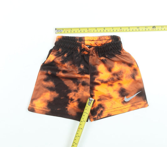 Nike Boys Orange Black Tie-Dye Athletic Shorts Size 4 Years
