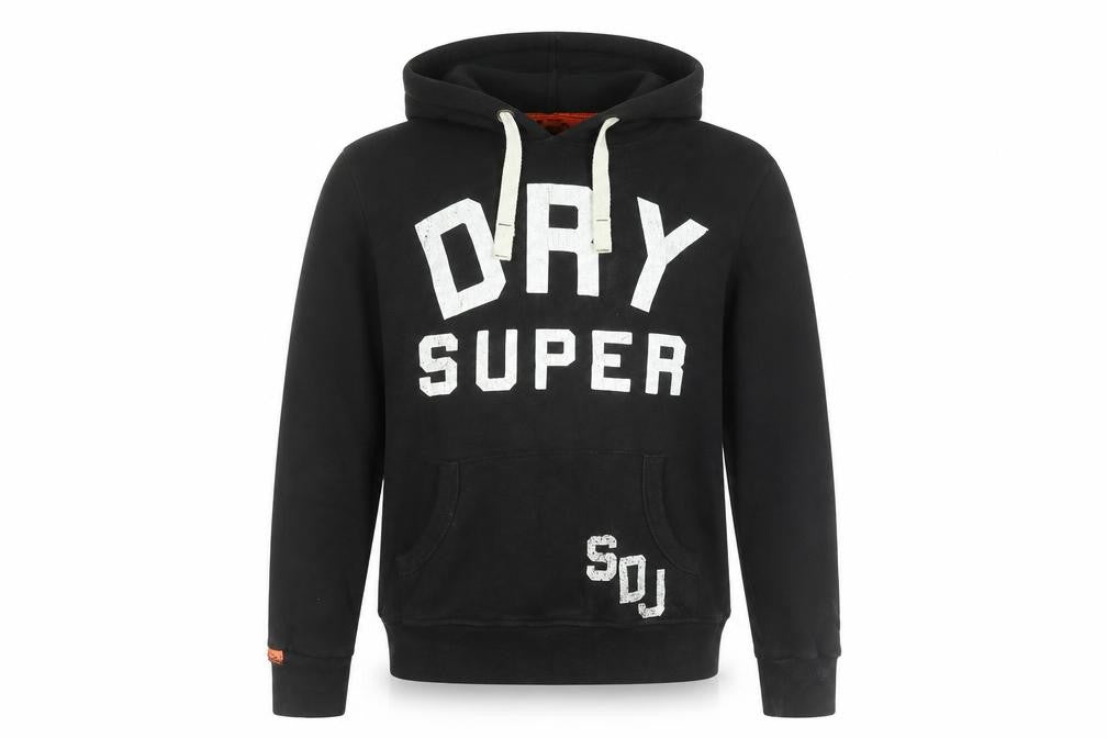Mens UK S Regular Superdry Black Pullover Hoodie