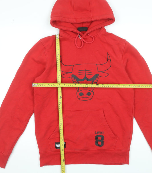 Mens UK S Regular NBA Red Pullover Hoodie