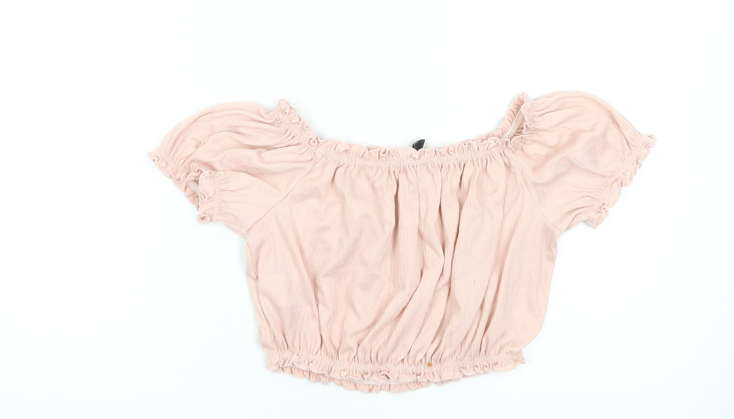 H&M Divided Women’s Pink Off Shoulder Cropped Blouse Size 12