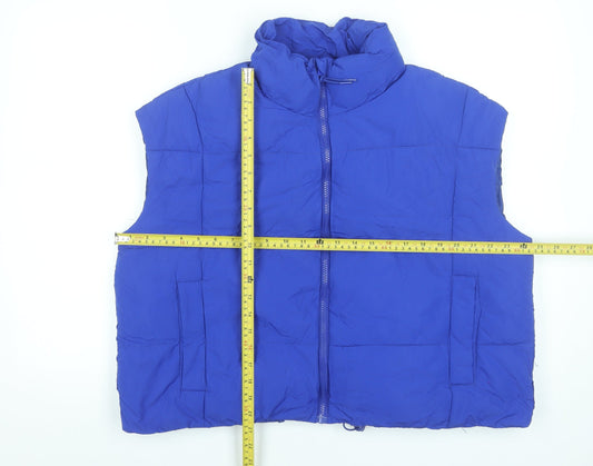 Dunnes Stores Women Blue Puffer Waistcoat Size 16 Polyester Zip