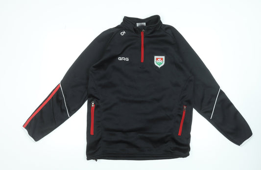 GRG Men's Black Medium 1/4 Zip Fleece Sweatshirt with Logos