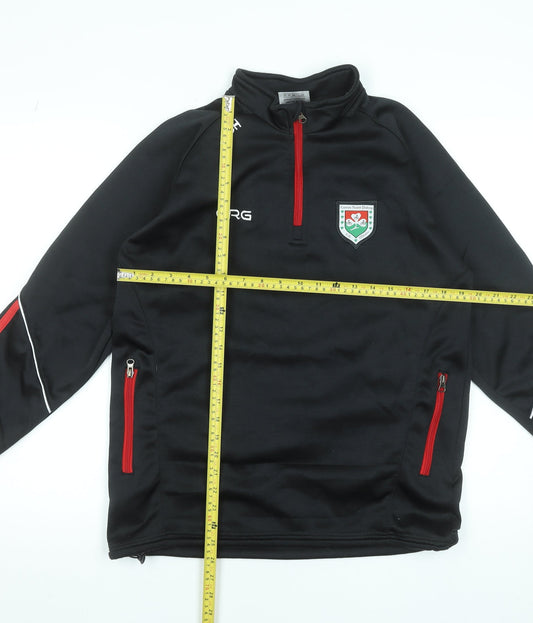 GRG Men's Black Medium 1/4 Zip Fleece Sweatshirt with Logos
