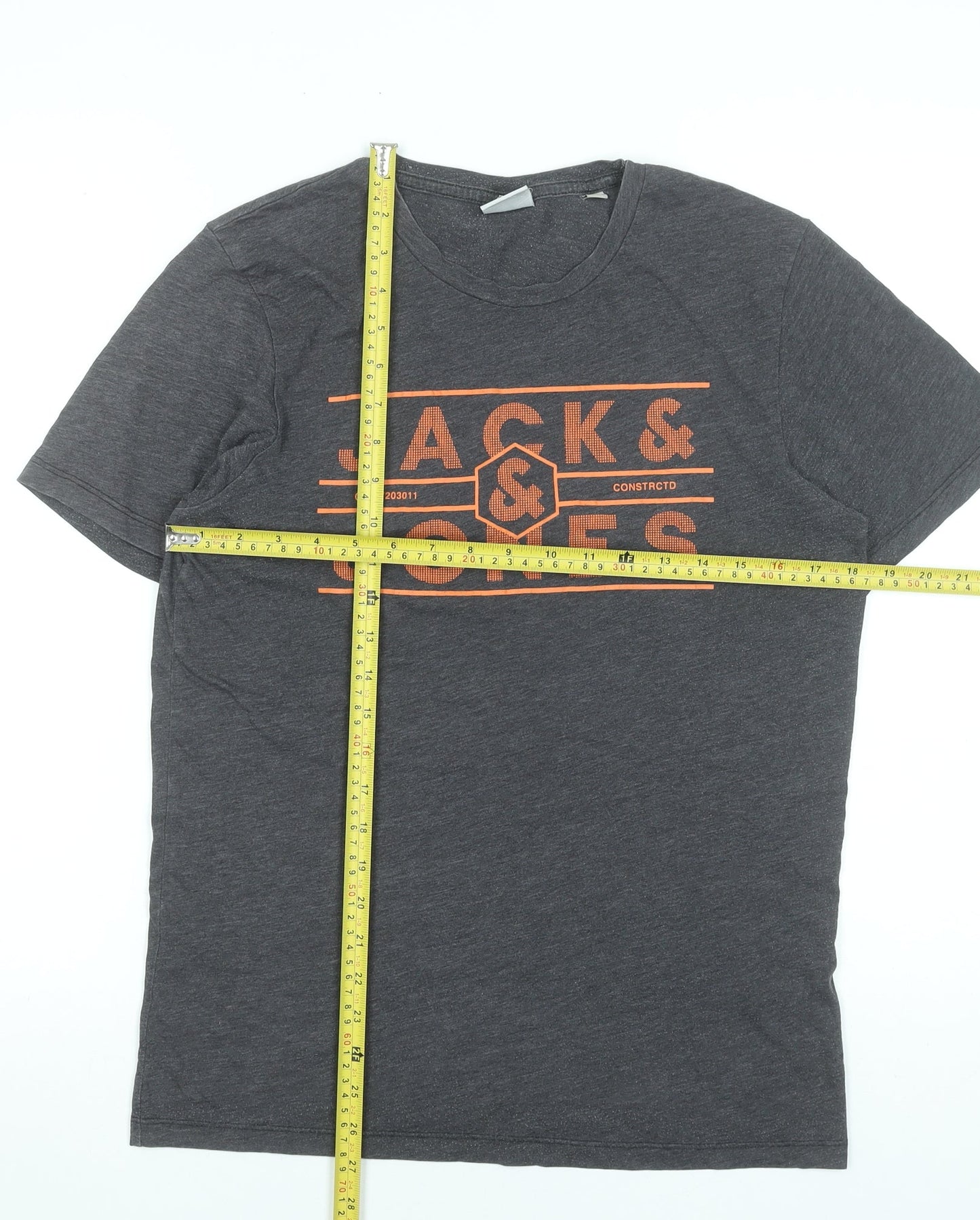 Mens UK Size M JACK & JONES Grey  Cotton Blend T-Shirt