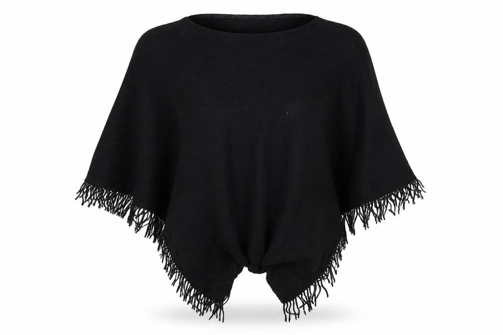 Next Women’s Black Acrylic Fringe Cape Knit Poncho S