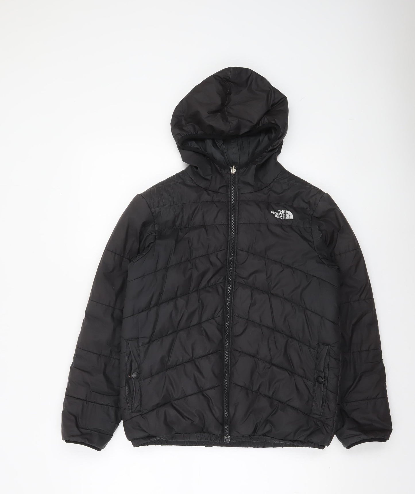 The North Face Boys Black L Hooded Quilted Puffer Jacket