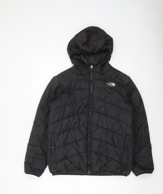 The North Face Boys Black L Hooded Quilted Puffer Jacket