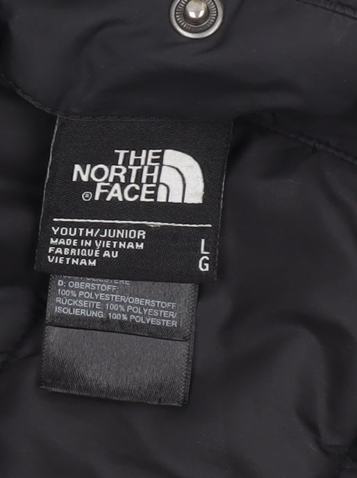 The North Face Boys Black L Hooded Quilted Puffer Jacket