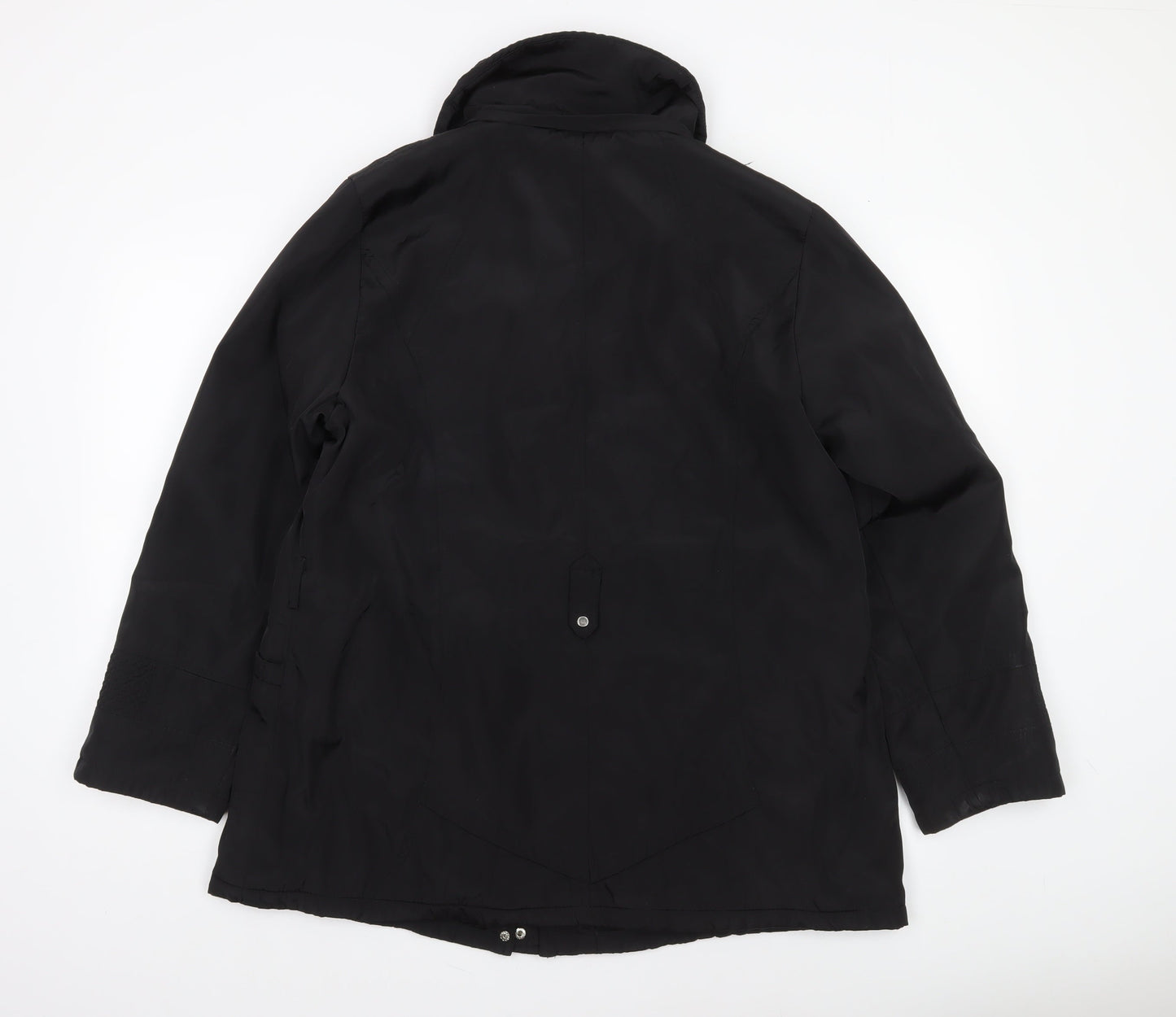 Saturne Women’s Black Mid-Length Zip Jacket Size 16 Polyester Lined