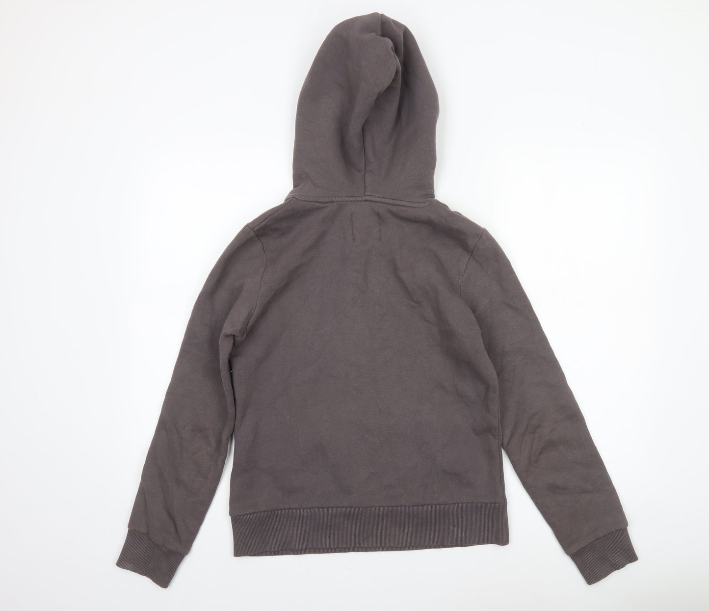 Superdry Women’s Grey Pullover Hoodie UK 8 Embroidered Graphic Cotton Blend