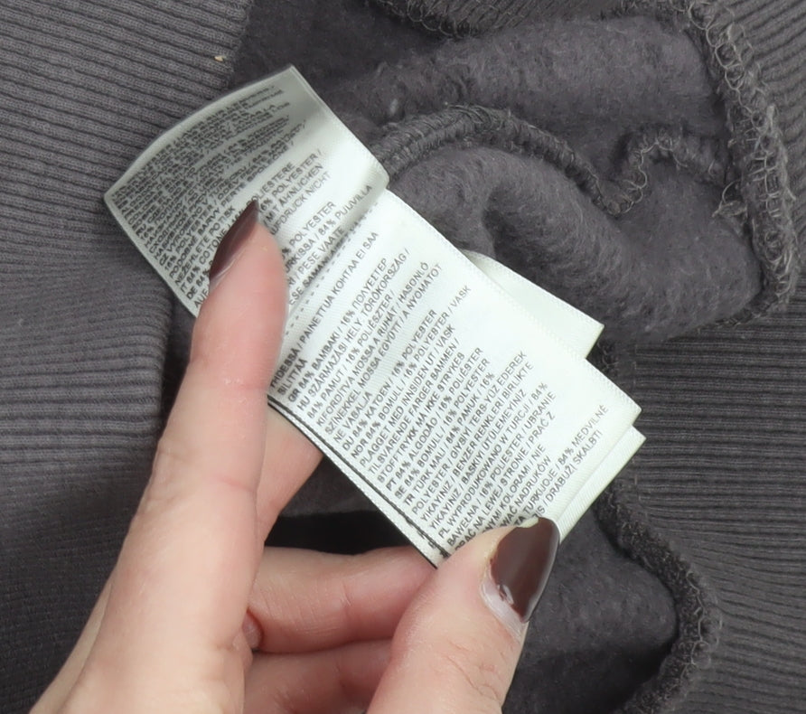 Superdry Women’s Grey Pullover Hoodie UK 8 Embroidered Graphic Cotton Blend