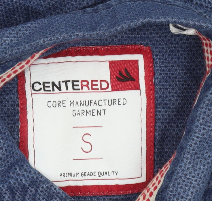 CENTERED Men's Blue Cotton Short Sleeve Button-Up Casual Shirt Size S