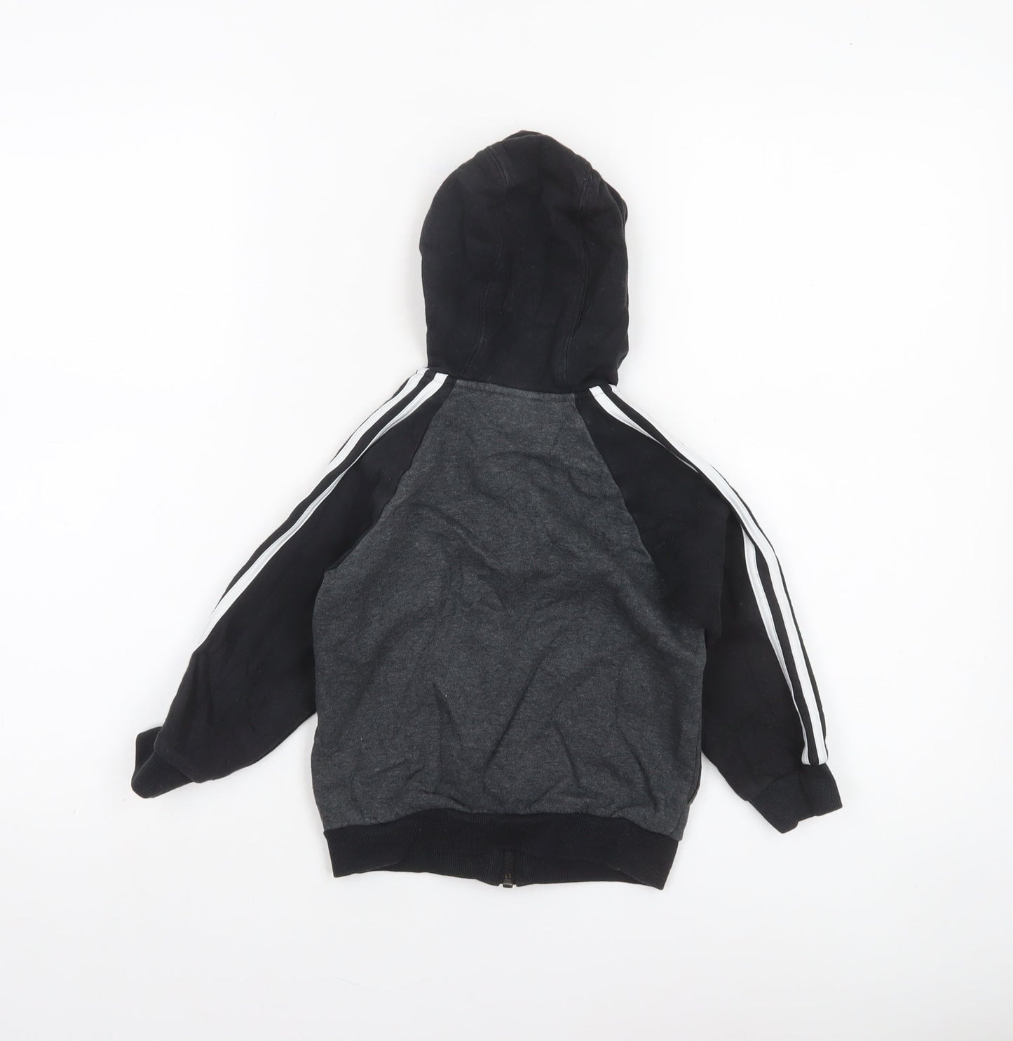 Adidas Boys Grey Full Zip Hoodie 2-3 Years Sports Hooded Sweatshirt
