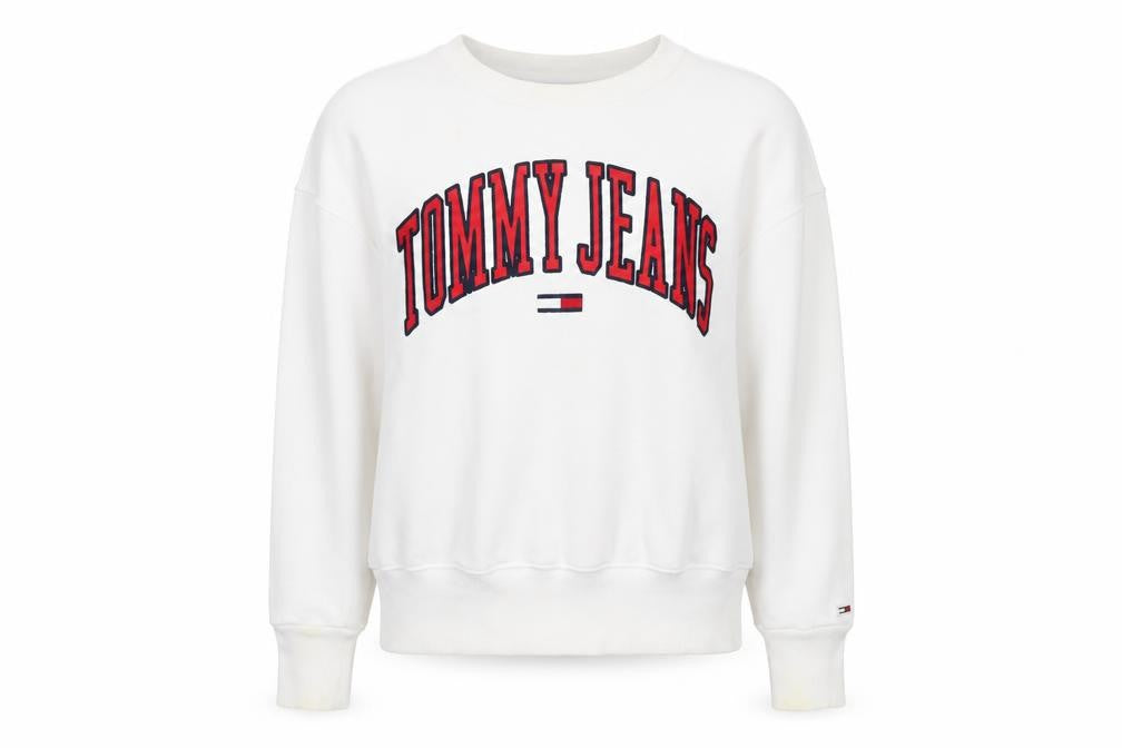 Womens UK M Regular Tommy Jeans White Pullover Sweatshirt