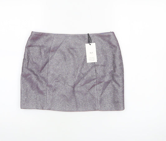 SLA The Label Women’s Purple Glitter Short Pencil Skirt Size S