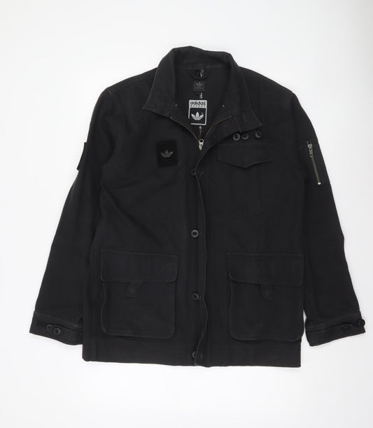 Adidas Men’s Black Military Jacket Size S Cotton Canvas Zip Button
