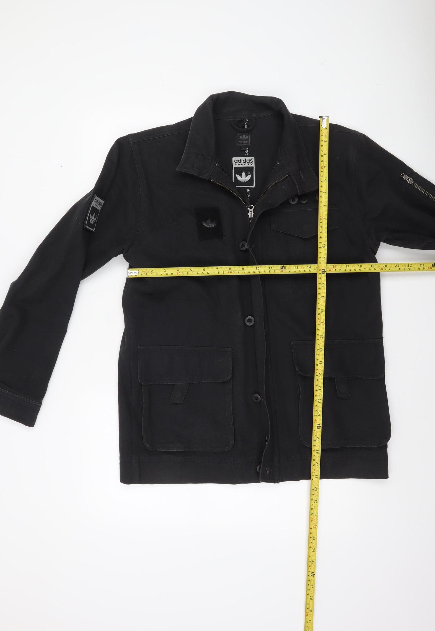 Adidas Men’s Black Military Jacket Size S Cotton Canvas Zip Button