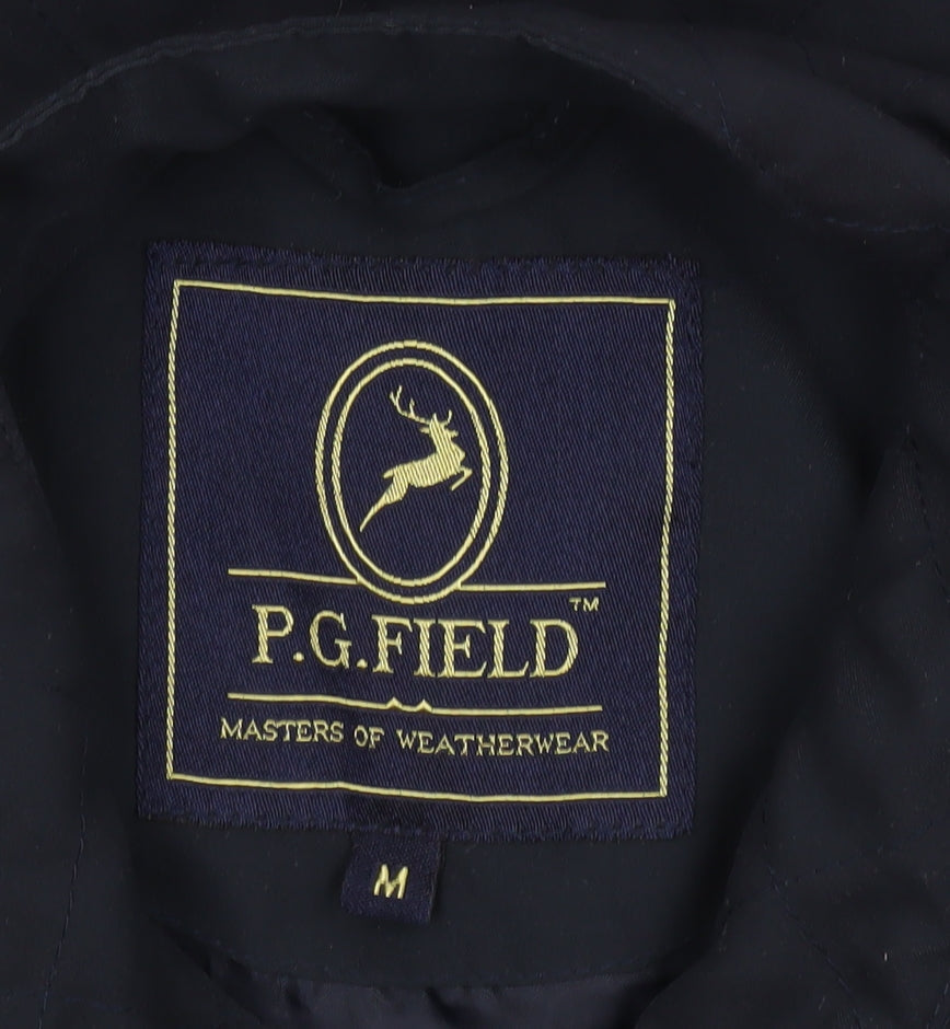 P.G. Field Men's Blue Quilted Mid-Length Jacket M Outdoor Weatherwear