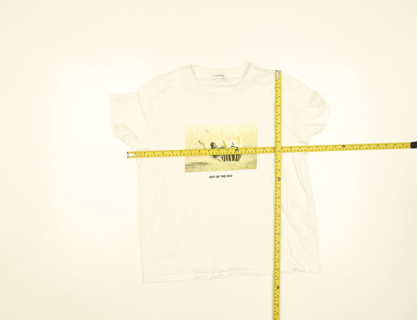 Pieces Women's White Animal Print Graphic Cotton T-Shirt Size L