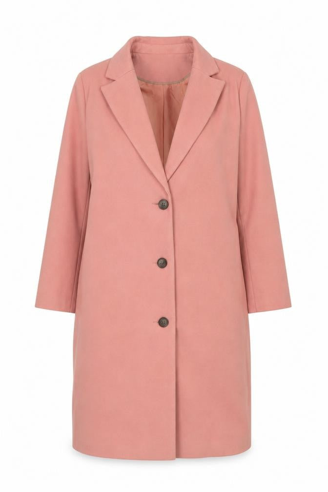 Tu Women Pink Long Sleeve Mid-Length Button Overcoat Size 14