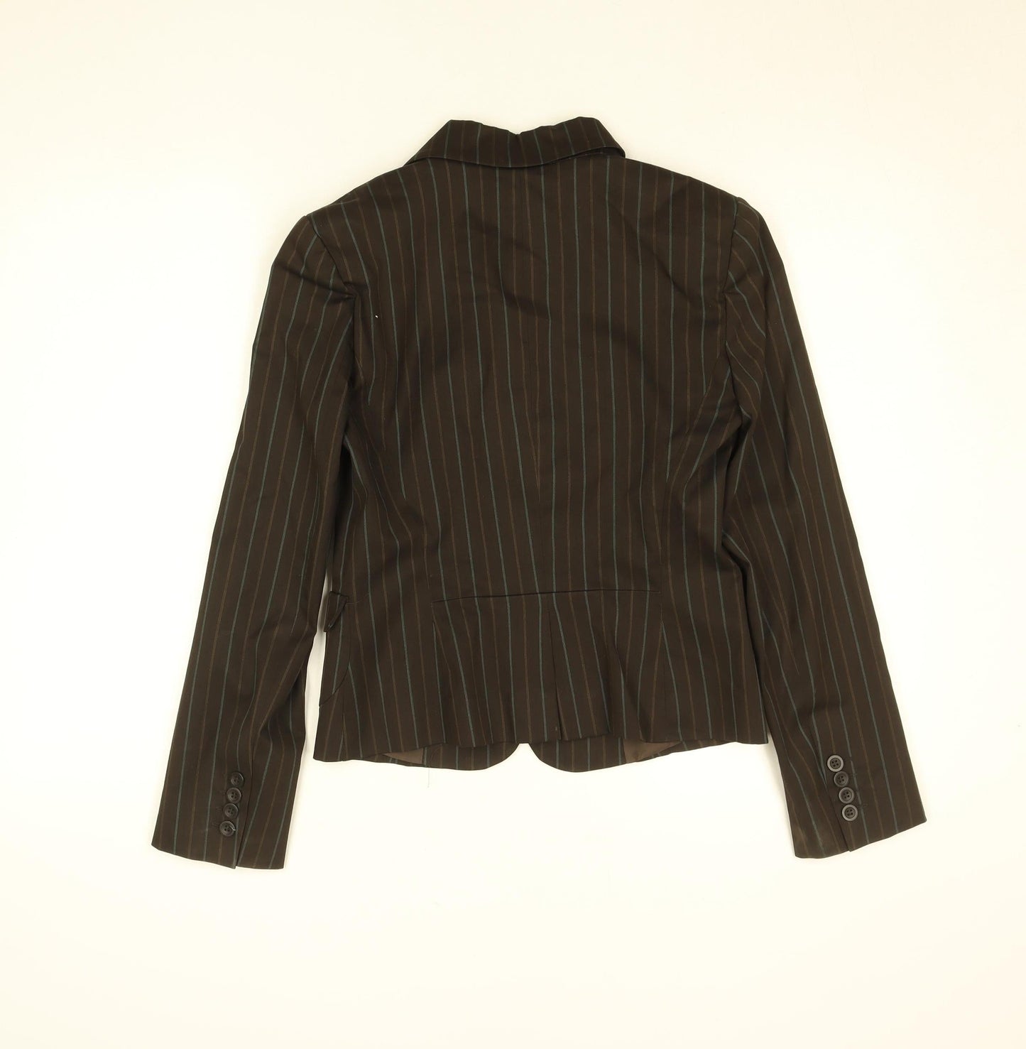 Zara Women Brown Striped Blazer Jacket S Classic Workwear