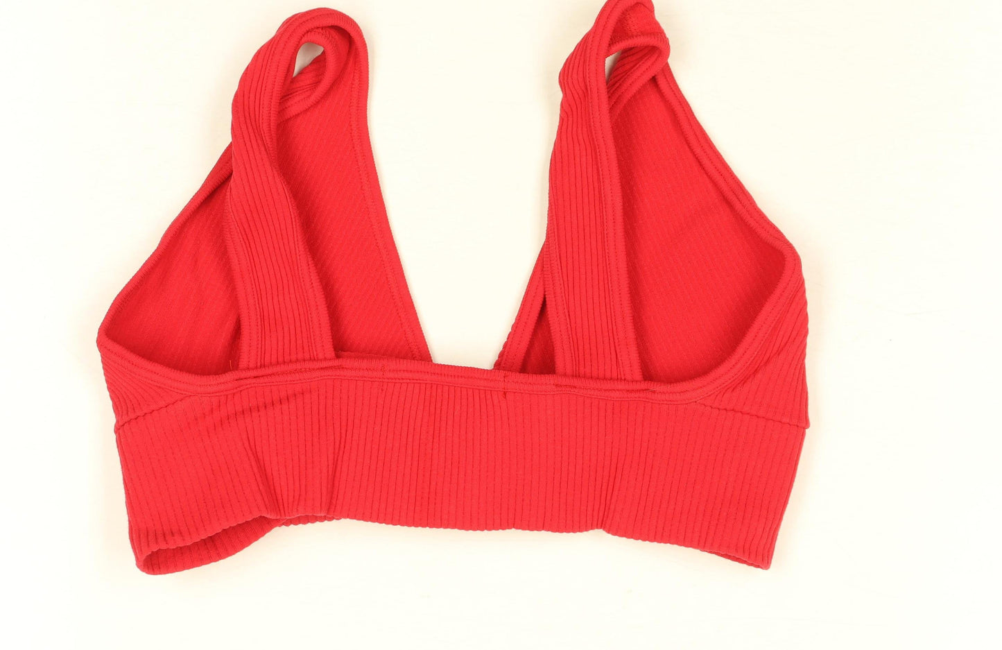 Dunnes Stores Red Ribbed Cropped V-Neck Tank Top Women’s XS