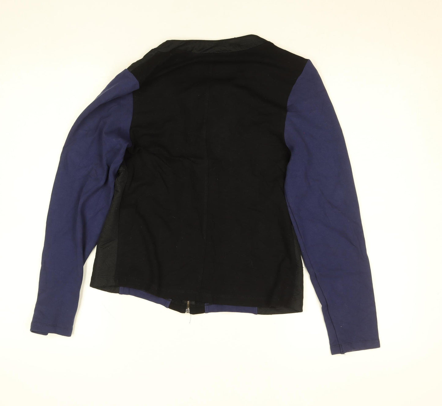 Maloka Womens Black Blue Full Zip Slim Fit Jacket Size M