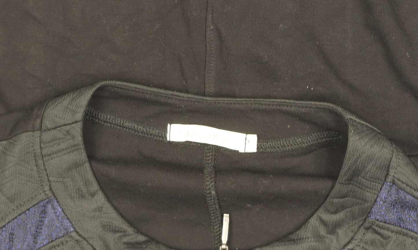 Maloka Womens Black Blue Full Zip Slim Fit Jacket Size M