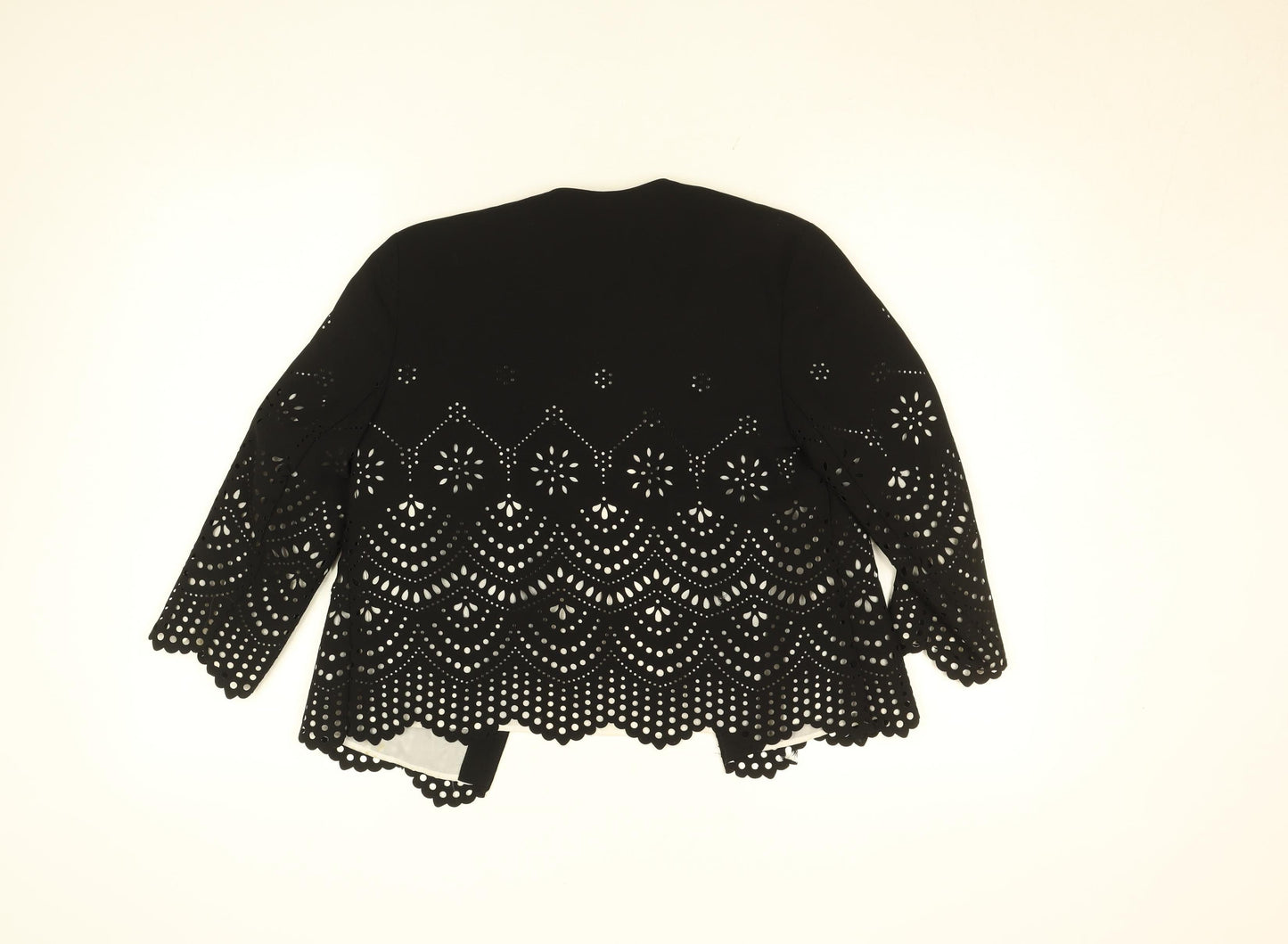 Atmosphere Womens Black Cutwork Lace Lined Jacket Size 8