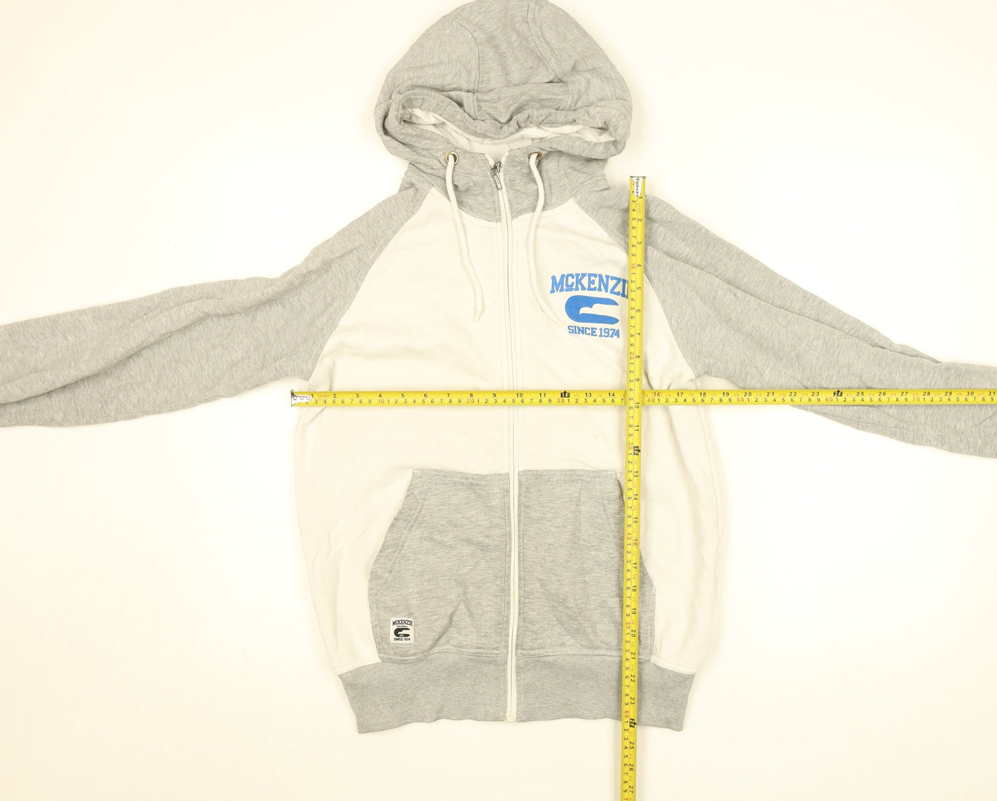 McKenzie Men's Grey Full Zip Hoodie S Logo Sports Style