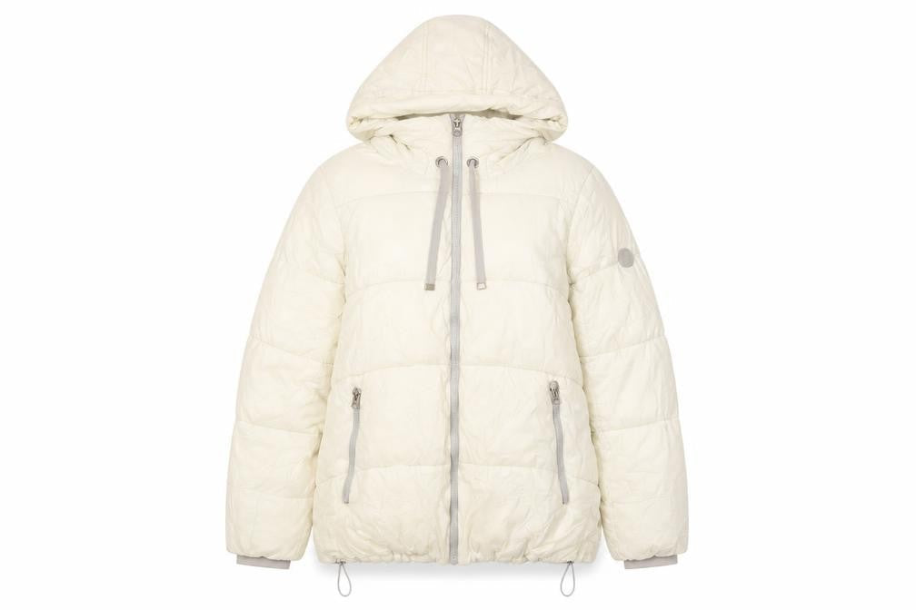 French Connection Womens Ivory Puffer Jacket Hooded Size L