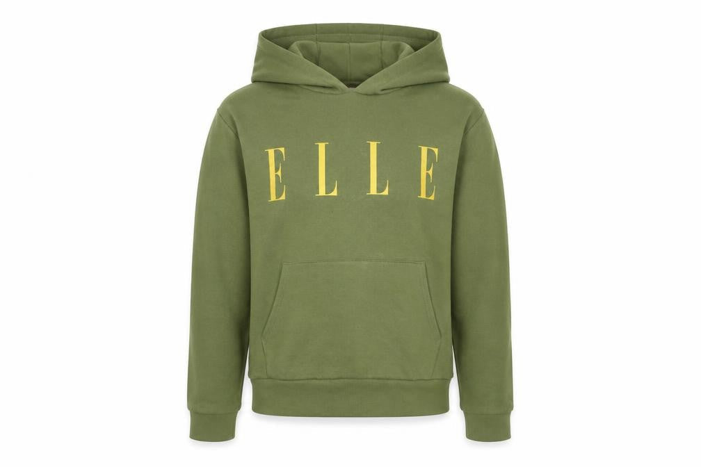 ELLE Girls Green Pullover Hoodie 14-15 Years Hooded Graphic Logo Sweatshirt