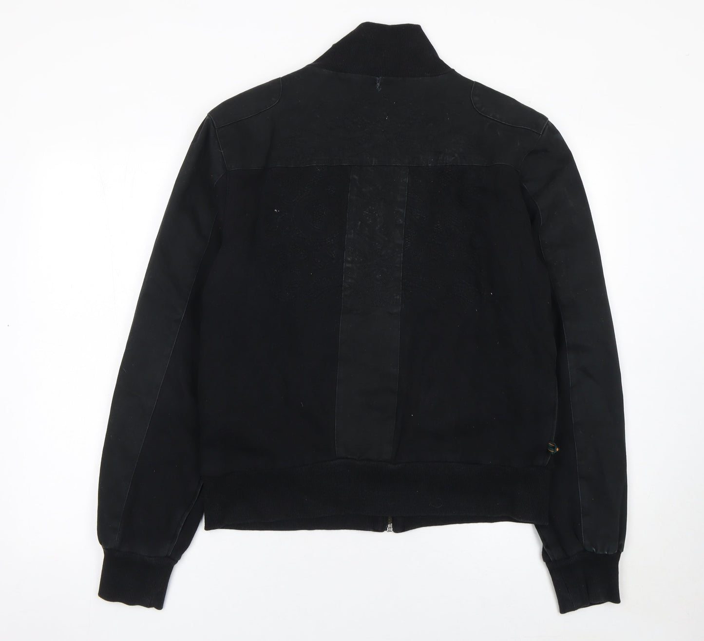 Criminal Mens Black Cotton Bomber Jacket L Stand-Up Collar