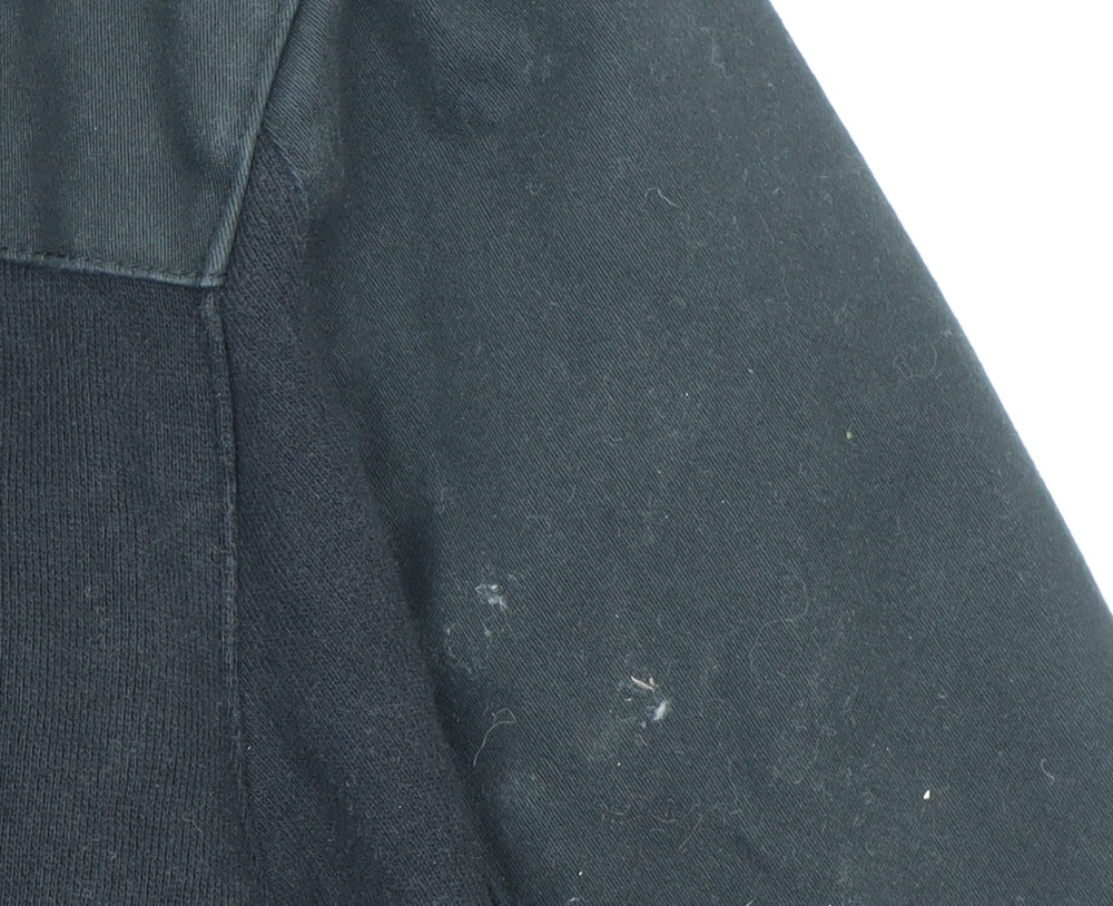 Criminal Mens Black Cotton Bomber Jacket L Stand-Up Collar