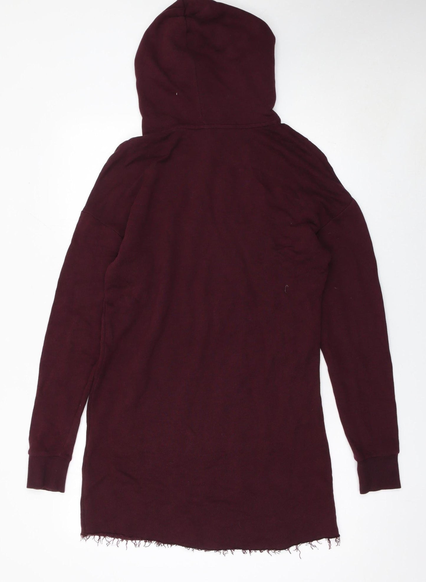 H&M Women Purple Hooded Long Sleeve Jersey T-Shirt Dress XS