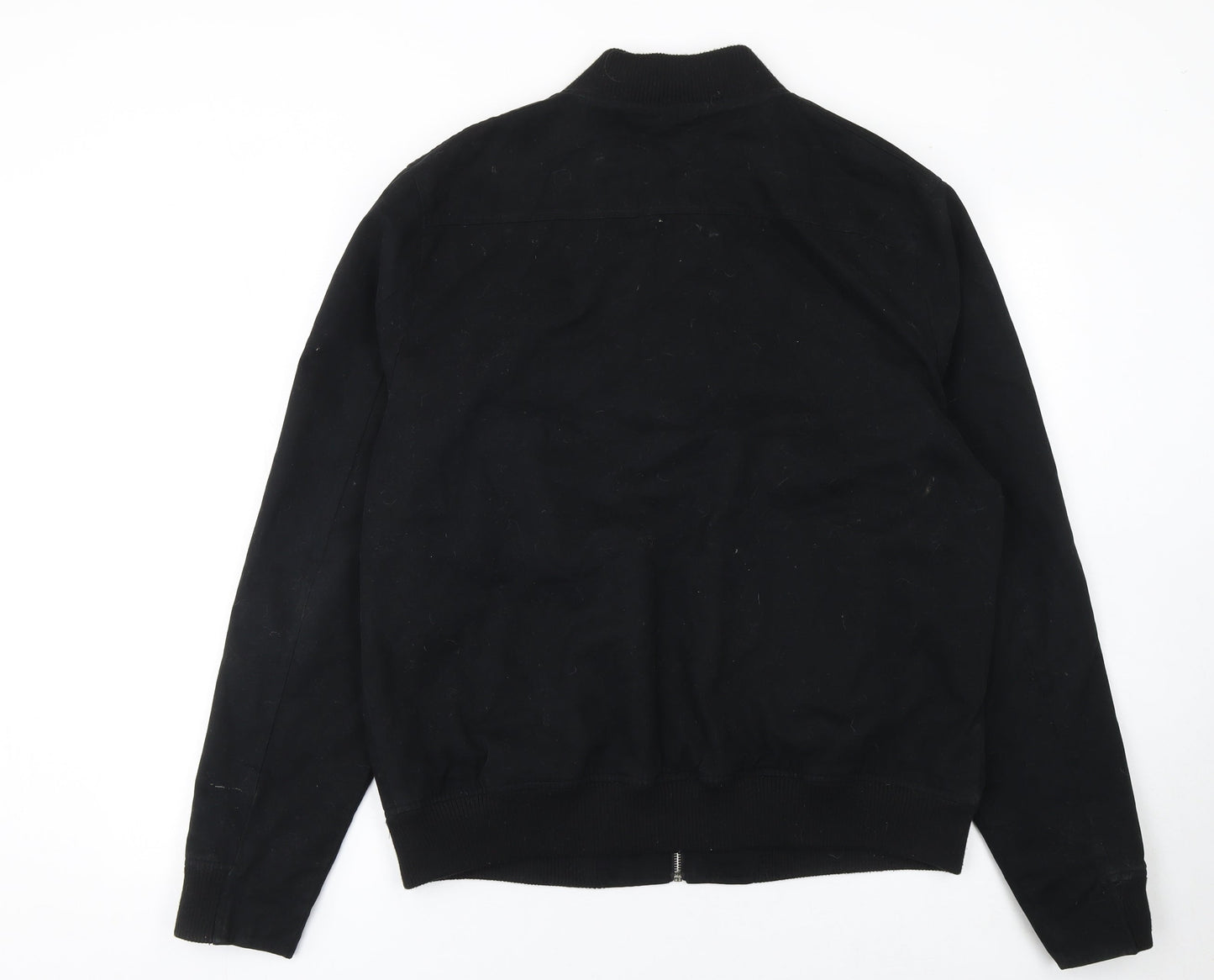 Topman Men's Black XL Bomber Jacket Cotton Full Zip Twill Casual