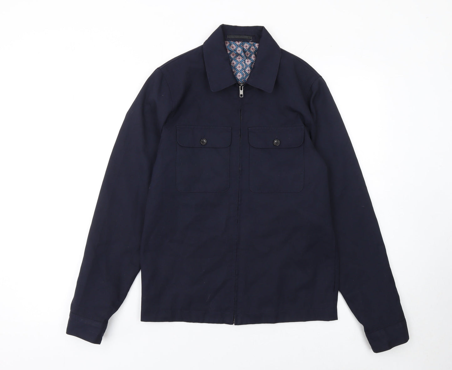 Next Men's Blue XS Cotton Blend Zip-Up Twill Jacket