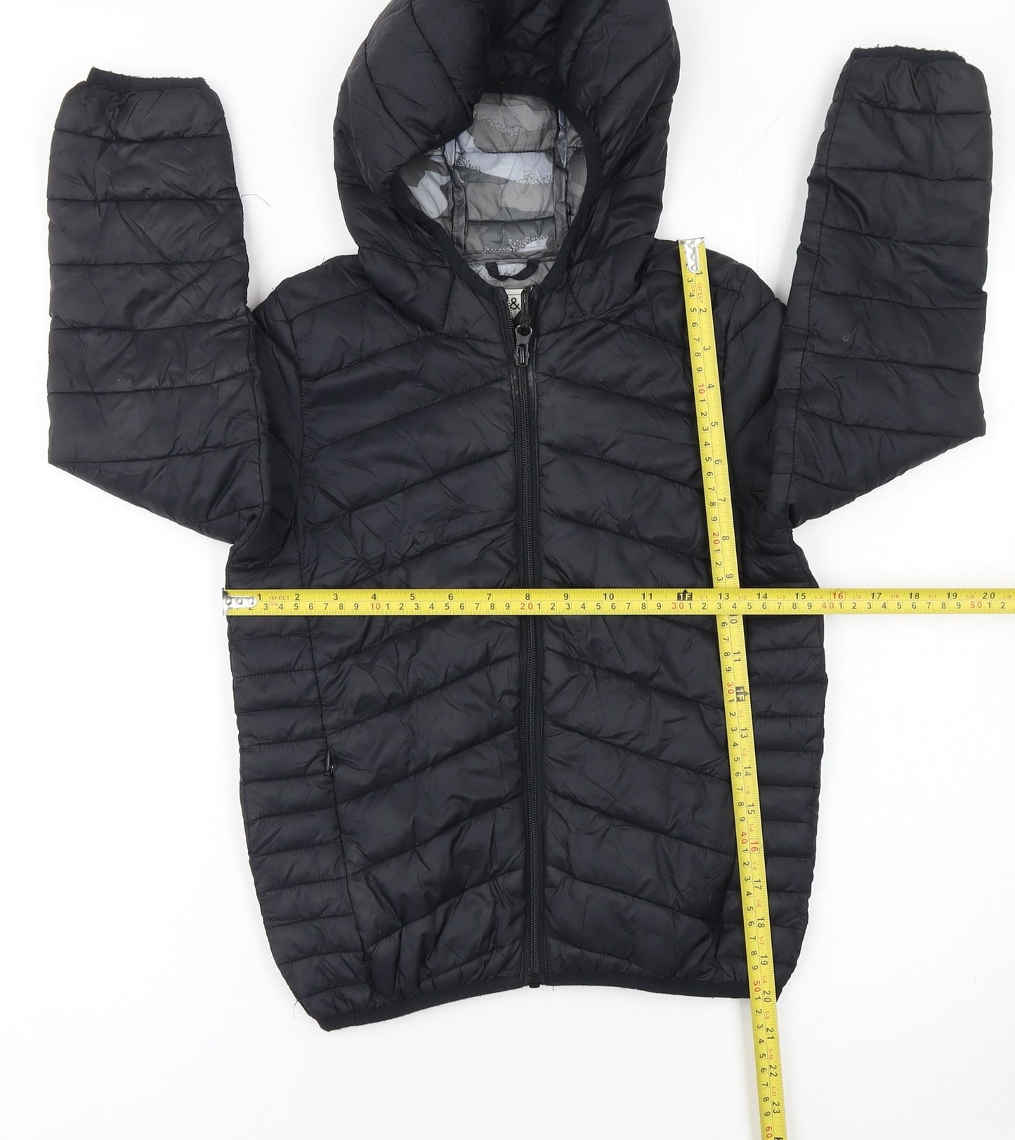 Marks and Spencer Boys Black Hooded Puffer Jacket 7-8 Years