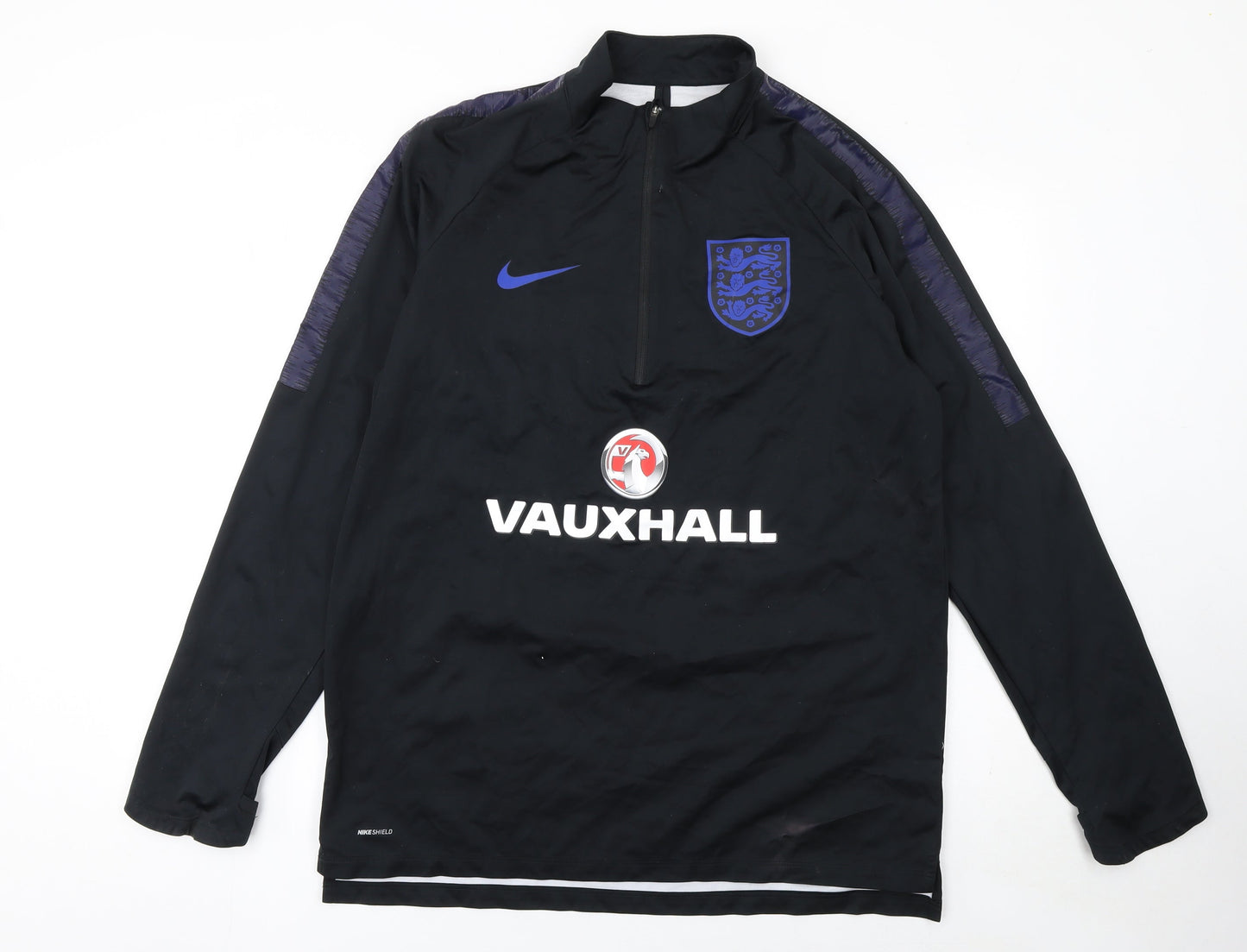Nike Men's Black England 1/4 Zip Long Sleeve Football Training Top L