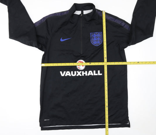 Nike Men's Black England 1/4 Zip Long Sleeve Football Training Top L