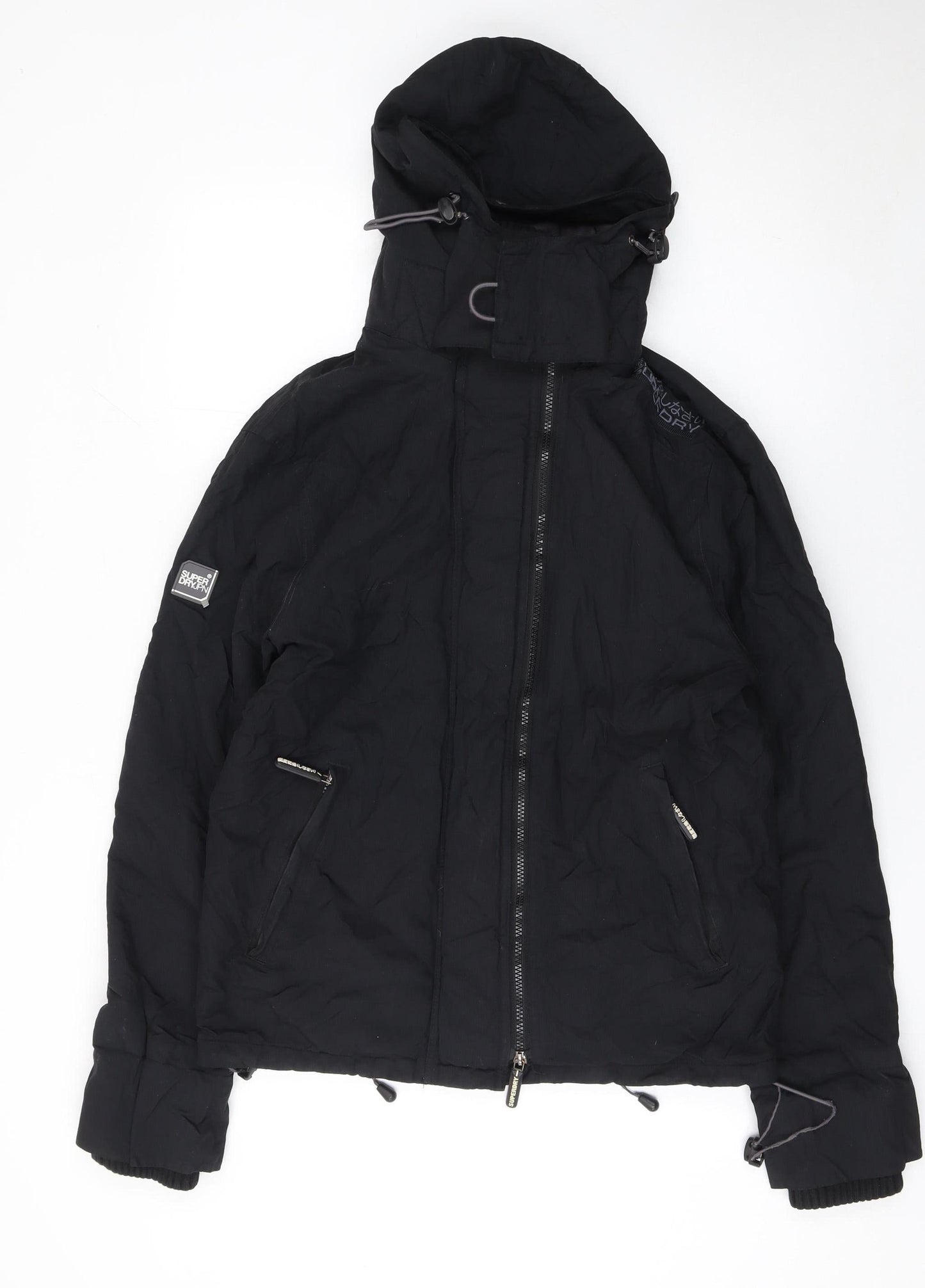 Superdry Men's Black M Windbreaker Jacket Hooded Zip Outdoor