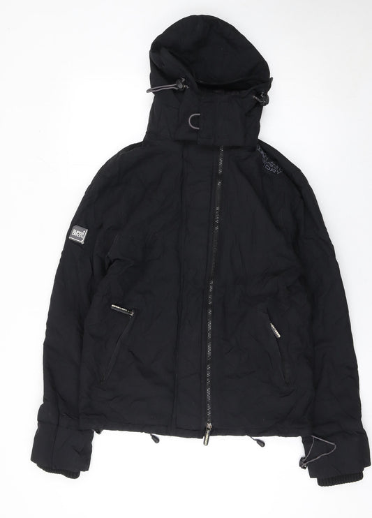 Superdry Men's Black M Windbreaker Jacket Hooded Zip Outdoor