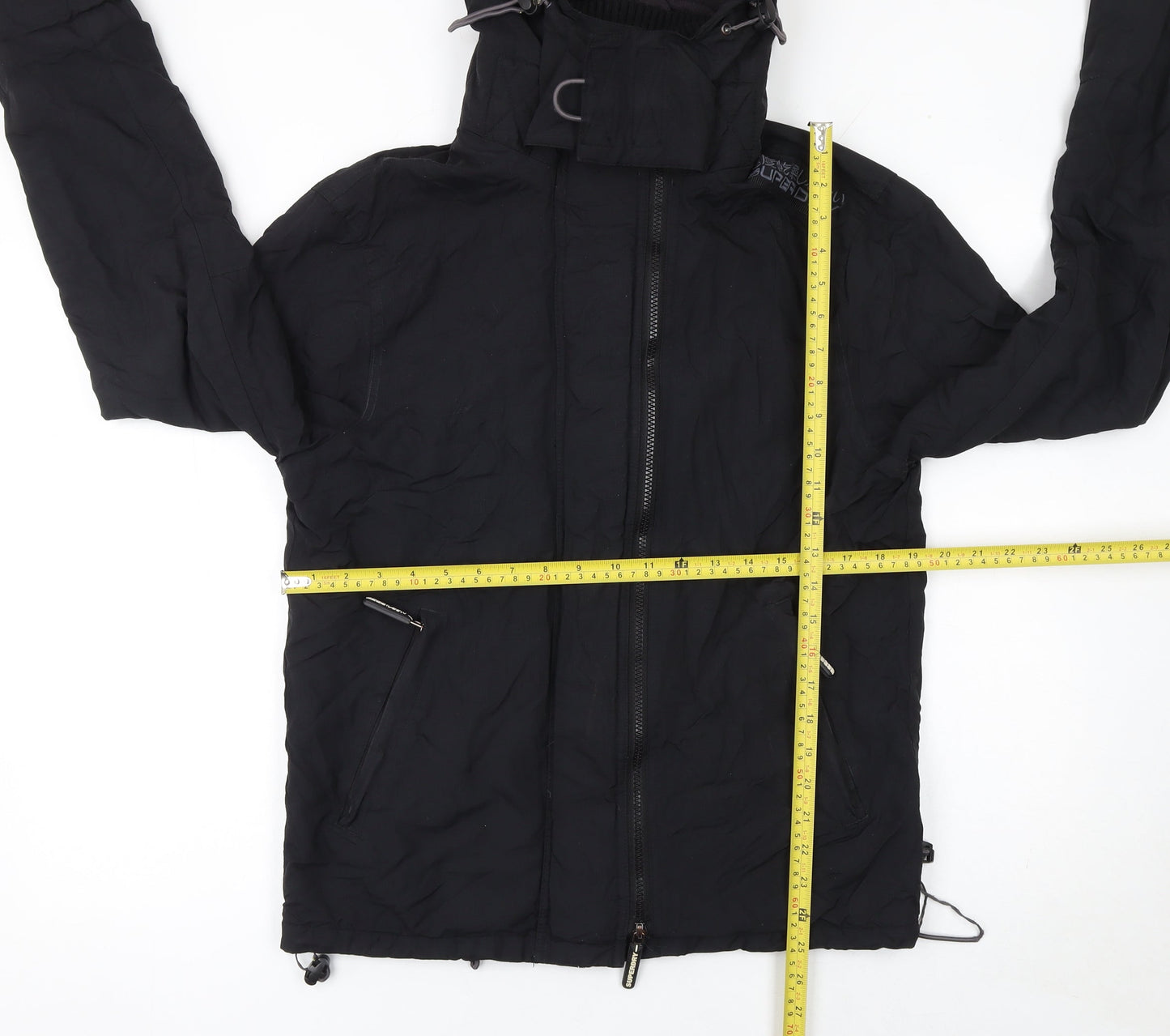 Superdry Men's Black M Windbreaker Jacket Hooded Zip Outdoor