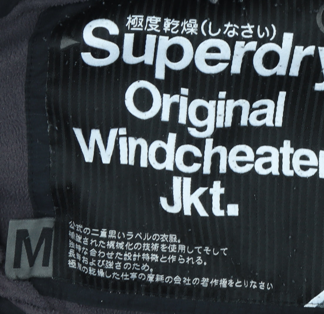 Superdry Men's Black M Windbreaker Jacket Hooded Zip Outdoor