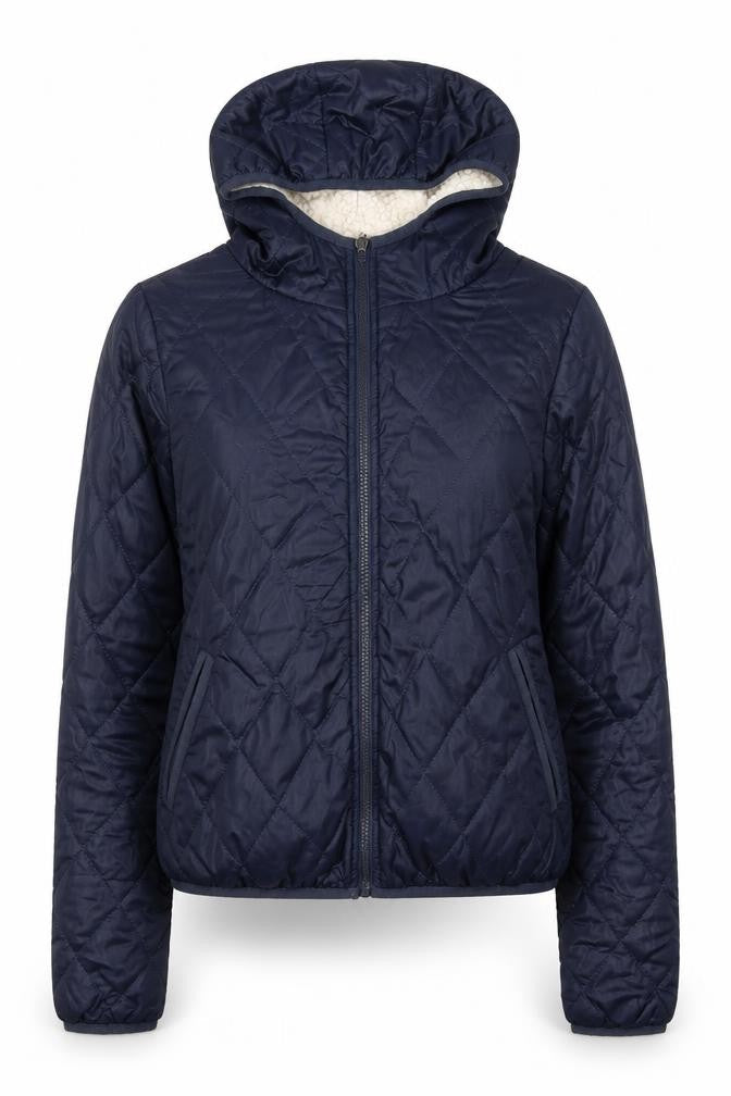 Vero Moda Jeans Women's Blue Quilted Hooded Jacket Size S